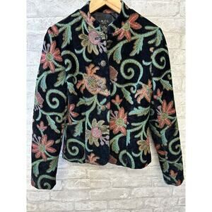 MDL New York Tapestry Jacket Women's Small Floral Hippie Boho Full Zip Lined